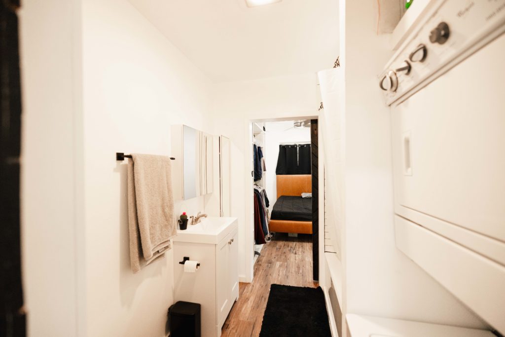 shipping container duplex bathroom