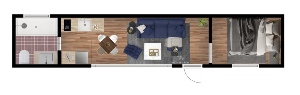 40 ft luxury container home - the porter floorplan