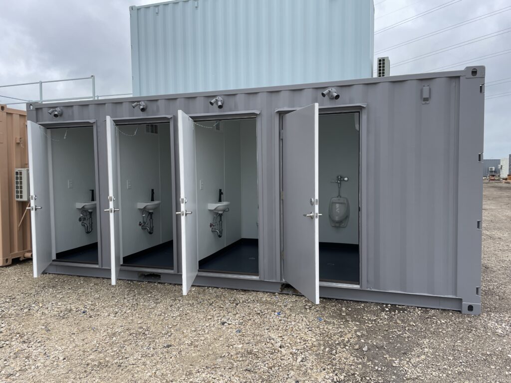 4 stall container bathroom